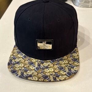 Crooks & Castles Black Cap with Gold Patterned Brim